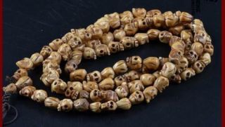 Vintage 108 Bead Buddhism Tibetan Yak Bone Skull Meditation Prayer Mala Necklace 2
