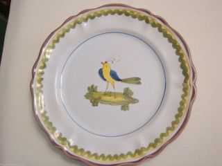 Majolica Mid Century Cantagalli,  Italy Dinner Plate 10 " Bird Rare