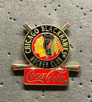 Chicago Blackhawks Hockey Club Coca - Cola Nhl Hockey Pin