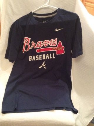 Euc Nike Atlanta Braves Baseball Unisex T Shirt Size Med Color Blue
