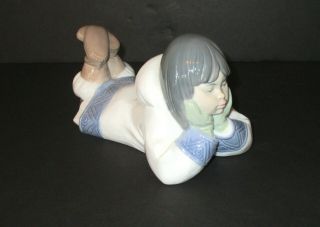 Nao Lladro Dreaming On The Ice Eskimo Girl Figurine 1298 Vintage 1997