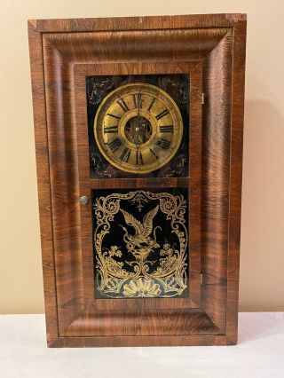 Antique Seth Thomas 30 Hour Ogee Clock With Reverse Painted Glass