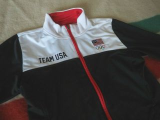 Olympics Team Usa White Black Official Track Full Zip Jacket M Medium Euc