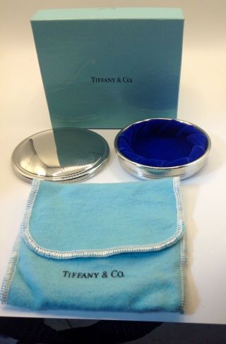 Tiffany & Co.  Jewelry,  Ring,  Or Trinket Box In Pewter With Blue Velvet Liner