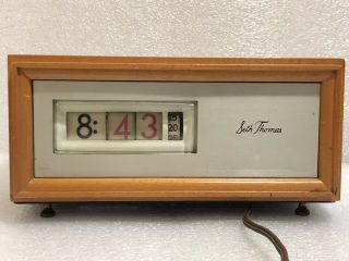 Vintage Seth Thomas Speed Read Wood Clock E037 - 000 Electric Flip -