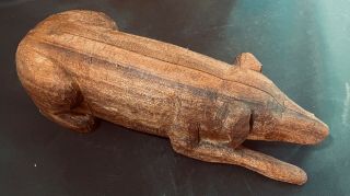 Puppy Dog Hand Hand Carved Wooden Carving Folk Art Figure Vtg
