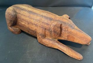 Puppy Dog Hand Hand Carved Wooden Carving Folk Art Figure VTG 2