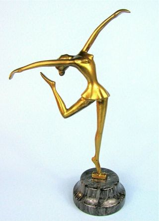 Mid - Century Modern Brass Ballerina Statue Vintage Ballet Dancer Metal Figurine