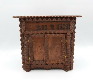 Vintage Antique Tramp Art Box Wooden Primitive Yara Cigar Box Hinged Doors