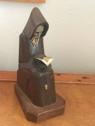 Vintage Carved Wood Wooden Monk Priest Or Other Religious Person Sitting With