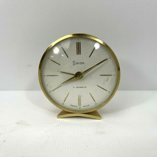 Vintage Swiza 7 Jewels Swiss Made Alarm Clock