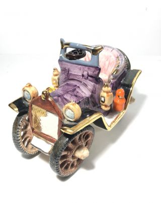 Vintage Porcelain Car - Yn Fine Arts - Colorful W/ Gold Leaf - 7”x4.  25” Classic Car