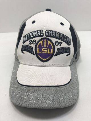 Lsu National Championship Hat 2007 Gray And White Cap
