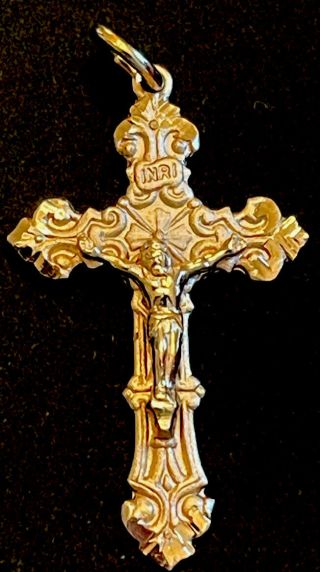 Vintage Catholic Chapel Gold Over Sterling Silver Crucifix Nos