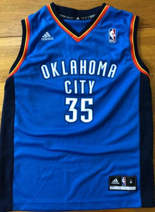 Adidas Youth M (10/12) Nba Okc Oklahoma City Thunder 35 Kevin Durant Blue Jersey