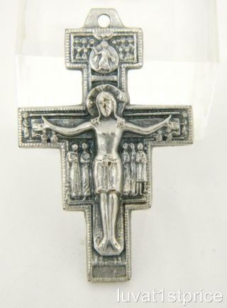 Vtg Italian Saint Francis Of Assisi,  San Damiano Cross Crucifix Medal With Verso