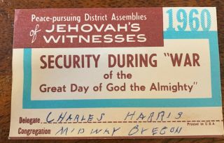 Watchtower 1960 District Assembly Lapel Card