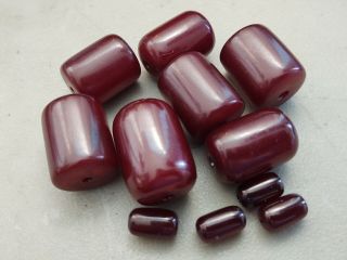 Vintage Cherry Amber Bakelite Faturan Loose Prayer Beads W/ Swirls 57.  4g