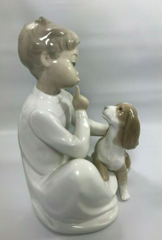 Lladro Shhh Quiet Puppy Boy With Dog Spaniel Porcelain Figurine 4522 Retired