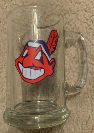 Vintage Cleveland Indians Chief Wahoo Drinking Glass Stein,  Mascot,  Mlb,  Baseball