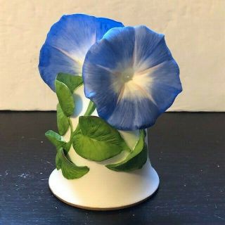 Franklin Porcelain Bell " Heavenly Blue Morning Glory " By Jeanne Holgate Hp