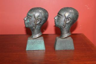 Vintage Bronze Bookends,  Made In Israel,  Signed,  Patina