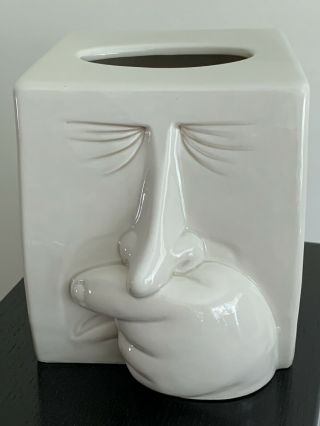 Vintage Fitz & Floyd Ceramic Nose Sneezing Tissue Kleenex Box Holder Japan