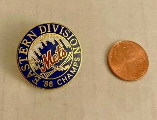 Vintage 1986 York Mets Eastern Division Champions Pin Metal Rare