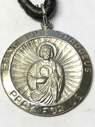 Vintage Catholic Saint Jude Thaddeus Pray For Us Sterling Silver Filled Charm