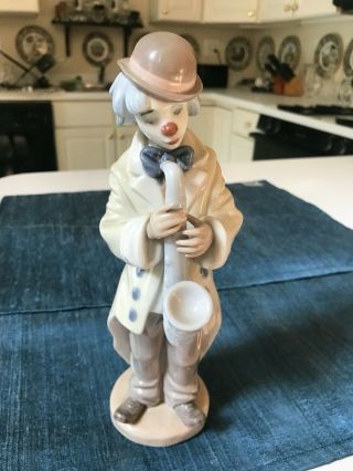 Retired 9 " Lladro 5471 Sad Sax Clown With Saxophone Figurine Glazed