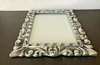 VTG 80’s Mexican Ornate Hand - Crafted Pewter (15”H x 11 - 1/2”W) Wall Hanging Frame 2