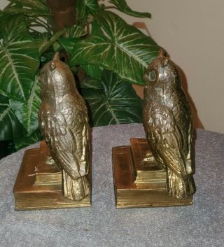 Vintage Solid Brass Owl Bookends 3