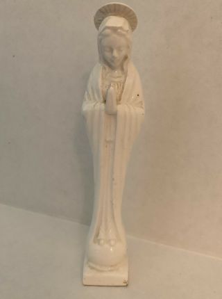 Vtg Lee Ward Porcelain White Virgin Mary Madonna Figurine Made In Japan 7.  5 "