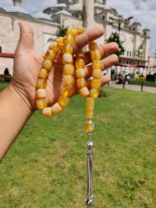Rare Antique Faturan German Amber Sandalous Misbaha Prayerbeads Rosary Tasbih D