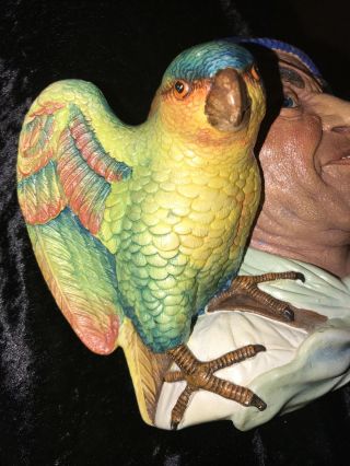 Vintage Rare Legends Chalkware Head Barbary Buccaneer Pirate & Parrot Great Cond 3
