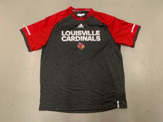 Louisville Cardinals Adidas T Shirt Men Xl Gray Red Short Sleeve Player Issued