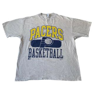 Vtg 90s Indiana Pacers Nba Gray Big Logo Hanes Heavyweight T Shirt Men 