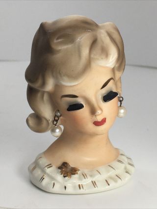 Vintage Mini Lady Head Vase Planter Earrings Napcoware Cf6200 Sticker