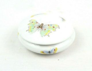 Rochard Limoges France Butterfly Porcelain Trinket Ring Box Rare Vintage 3.  5 "