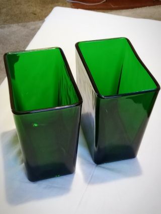 Vintage Emerald Green Depression Glass Med.  Vase Planter Napco Usa Signed 1166