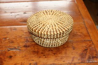 Vintage Gullah Sweetgrass Basket W Lid Perfect And Gorgeous