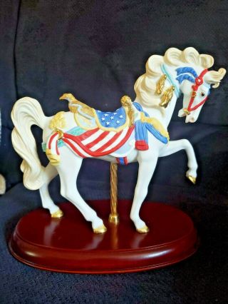 Vtg 1991 Lenox American Patriotic Carousel Horse Pride Of America