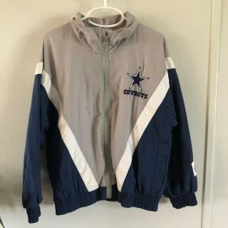 Vintage Dallas Cowboys Kids Windbreaker Nfl Football 90s 5t 6 6x Blue Gray