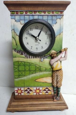 Jim Shore 9.  25 " Golf Mantle Clock Golfer Figurine 4005226 Enesco &