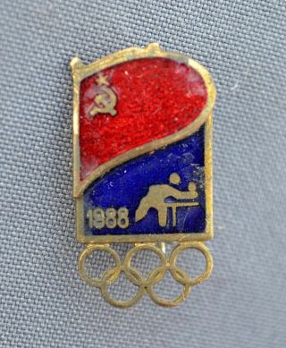1988 Seoul Olympic Table Tennis Russian Team Official Badge Pin Russia Olympiad