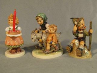 3 Old Hummel Figurines - Homeward Bound 334; Little Hiker 16/i & 440 -