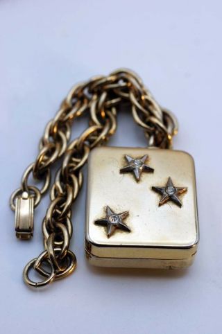 Vintage Reuge St Croix Swiss 3 Rhinestone Star Music Box Bracelet