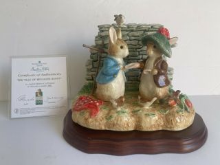 Beatrix Potter The Tale Of Benjamin Bunny Tableau Figurine Wood Base 2004