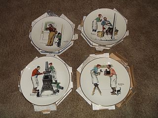 Set Of 4 1979 Gorham Norman Rockwell The Four Seasons Collector Plates