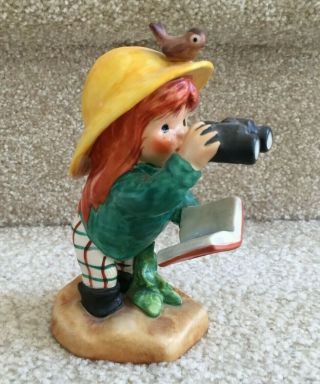 Goebel Redhead Byj 84 " Bird Watcher " Figurine Girl With Binoculars